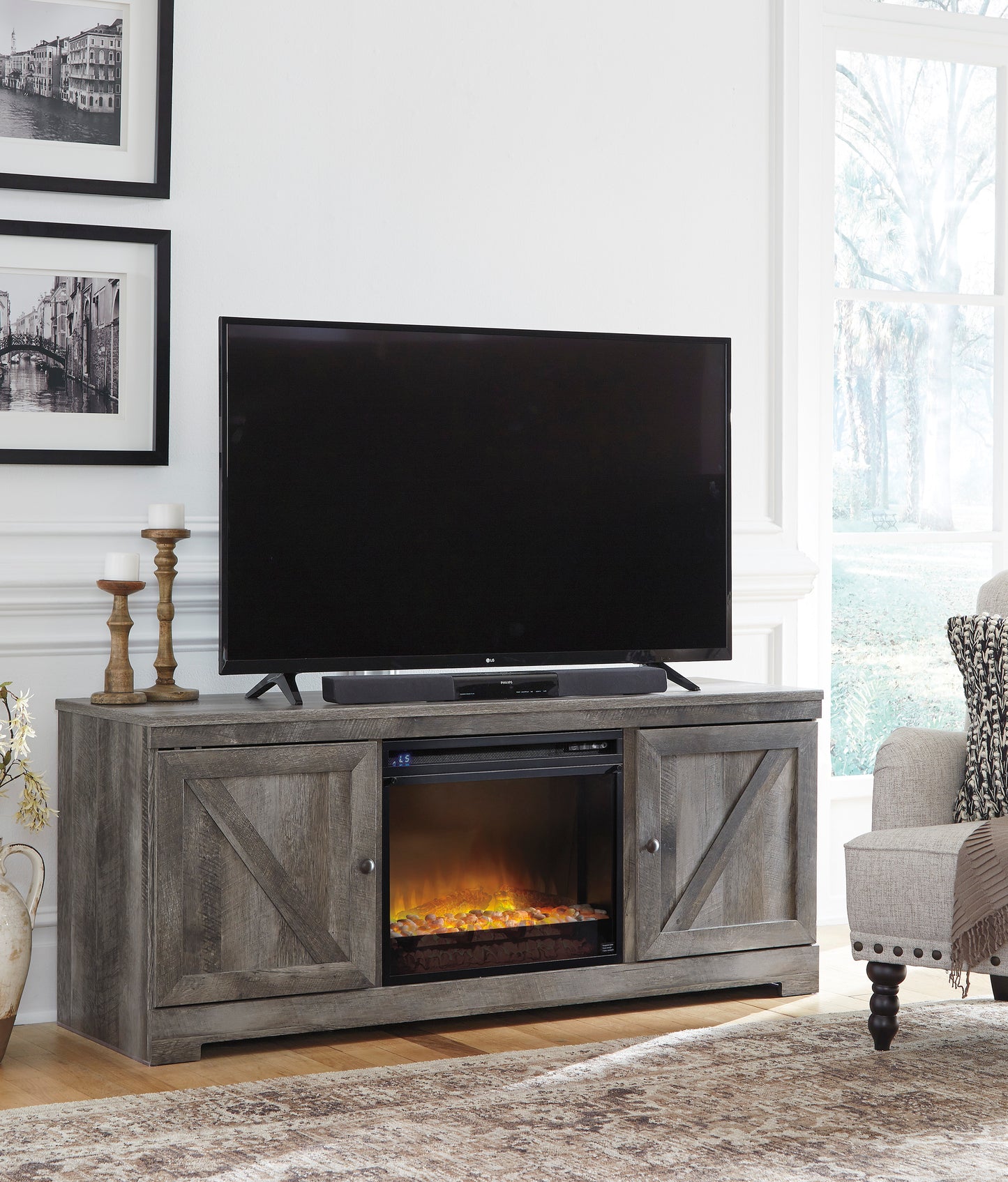 Wynnlow LG TV Stand With Fireplace Option