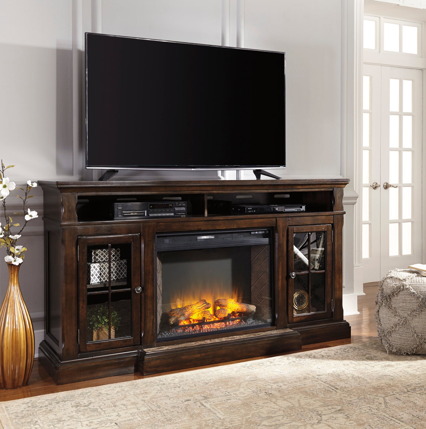 Roddinton XL TV Stand With Fireplace Option