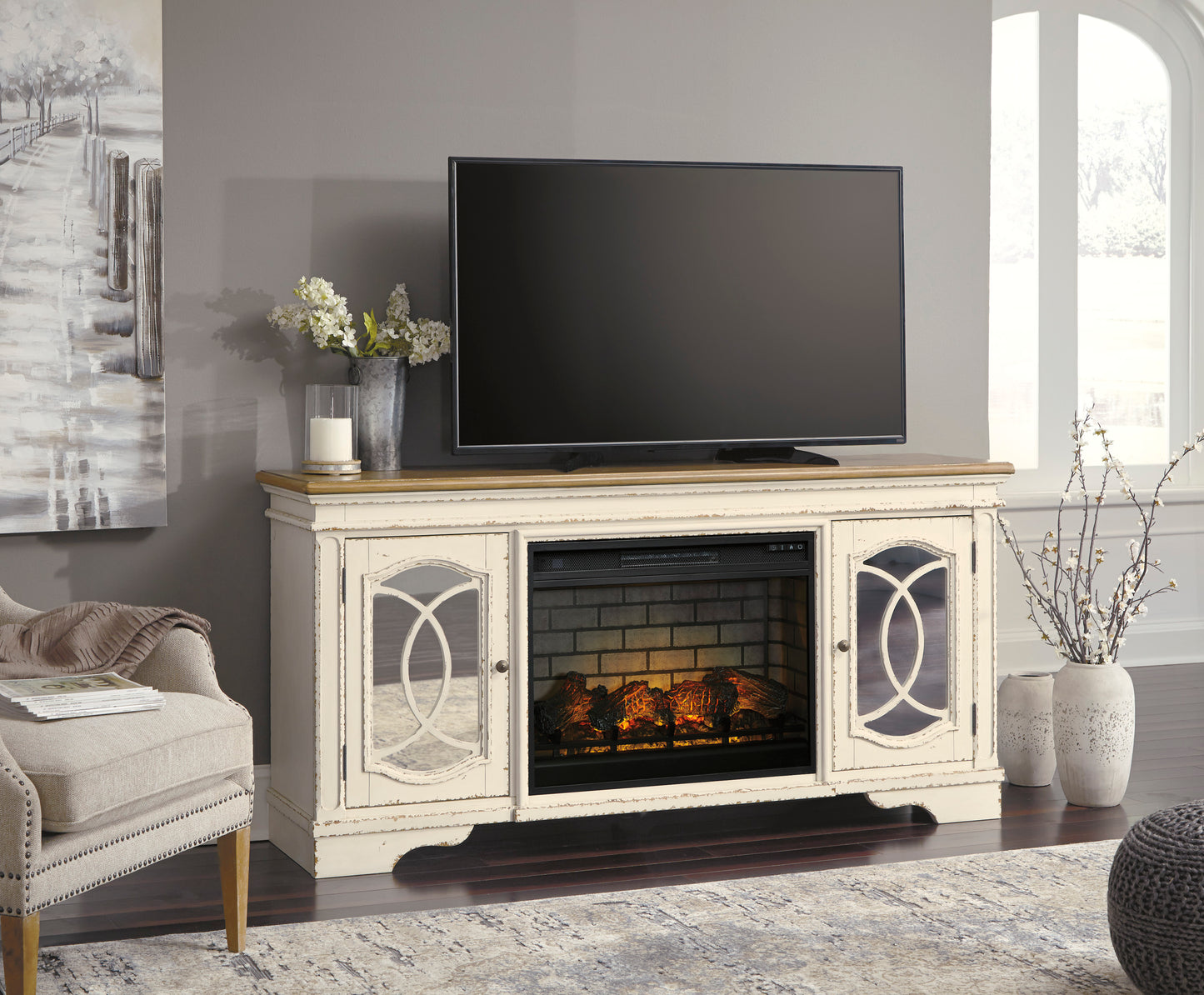 Realyn XL TV Stand With Fireplace Option
